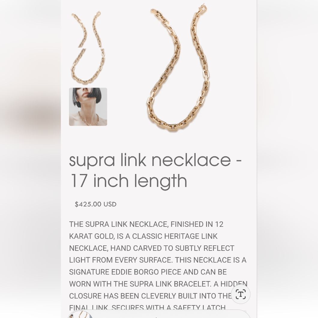 Brand New Eddie Borgo Supra Link Necklace 150$
